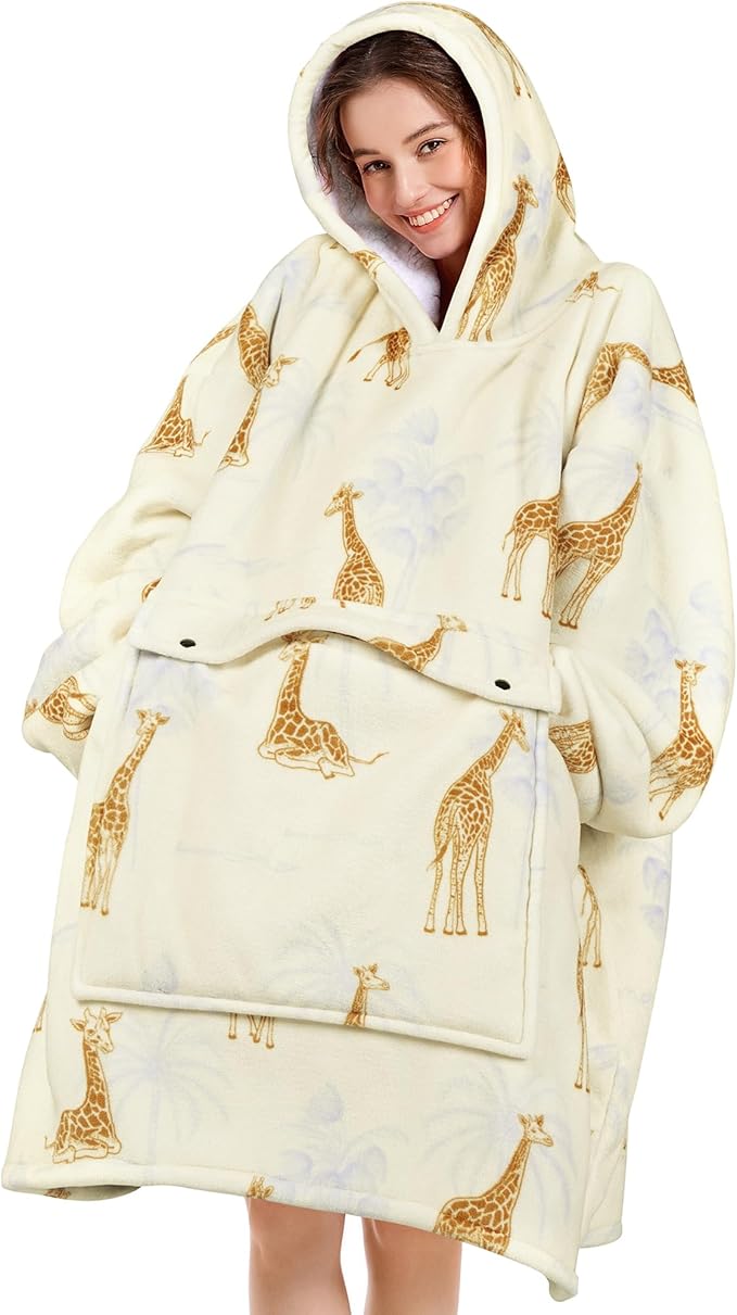 Narecte Cozy Oversized Blanket Hoodie Wearable Blanket Adults Soft Hooded Blanket Hoodie Birthday Gifts for Women Christmas
