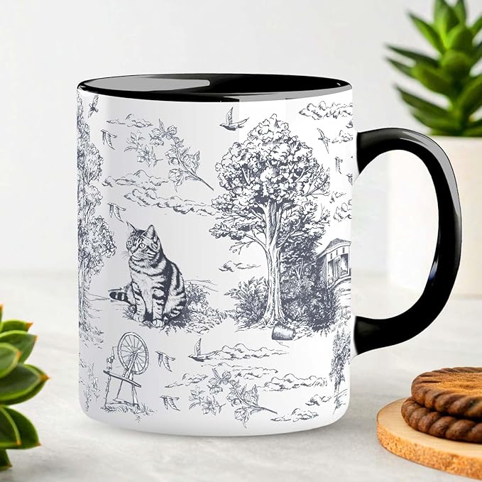 Cat Mug 11 Oz Cute Ceramic Coffee Tea Cup for Women, Funny Cats Lover Gift for Christmas, Birthday, Housewarming - Gifts for Her, Mom, Cat Ladies, Kids and Friends