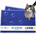 Andalus Small Cat Litter Mat, Pack of 2 - Waterproof, Non-Slip & Easy to Clean Cat Litter Box Mat for Extra Efficient Pet Litter-Trapping, Blue (15.75” X 11.75”)