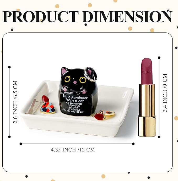 PUDDING CABIN Cat Gifts for Women Ring Holder Stay Pawsitive Motivational Gifts for Women Mom Friend Sister, Birthday Mothers Day Gifts for Cat Mom, Inspirational Gifts for Black Cats Lovers