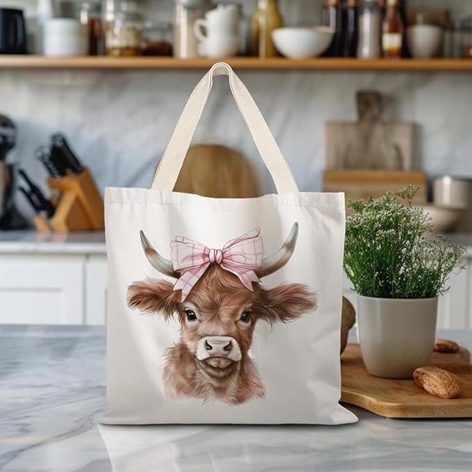 Canvas Tote Bag Aesthetic,Zoon Cow Dog Cat Tote Bag,Gifts for Women Canvas Tote Bags