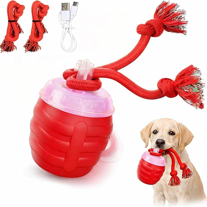 Smart Motion Pet Ball, Interactive Dog Toys, Motion Activated Automatic Rolling Ball for Small/Medium/Large Dogs with Music (Red)
