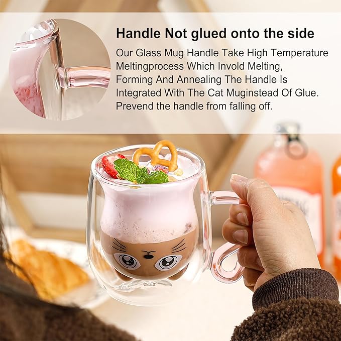 Binoster Gift Woman Birthday Cup Cat Coffee Cup Double Walled Cup A The Mug Cat Gift Mom Dad Mistress Friend Wife Idea Gift Idea Mother's Day Father's Day Valentine's Day Christmas Halloween Woman