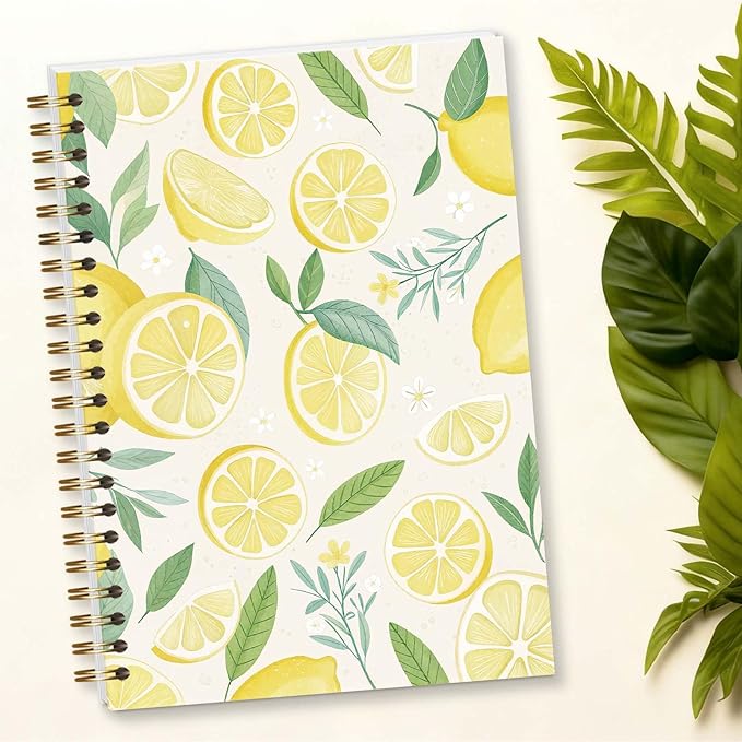 Amalfi Lemons Spiral Notebook, Aesthetic Cute Study Supplies, Christian Gifts for Women Girls, 5.5x8.3 Inch - A15