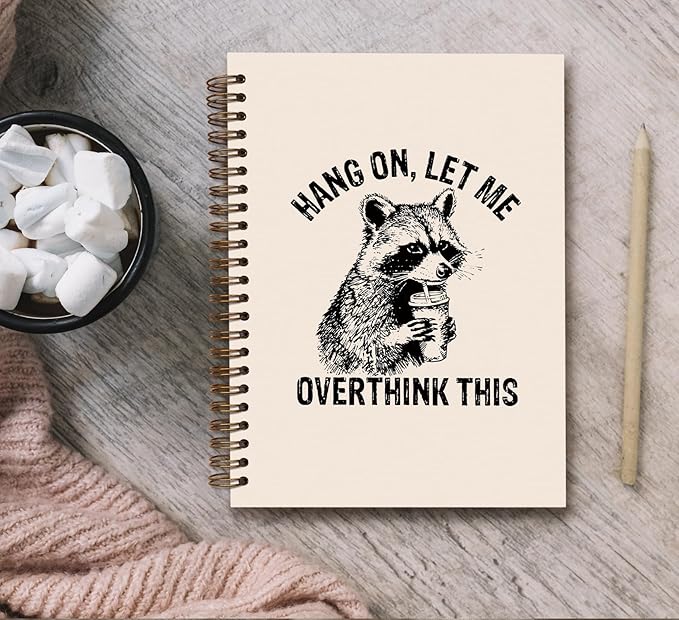 KDHTY Funny Raccoon Notebook,Funny Office Supplies,Office Spiral Hardcover Journal for Coworker Gitts,Raccoon Gift Cute Notebook for Women Lovers,5.5 x 8.3 Inches
