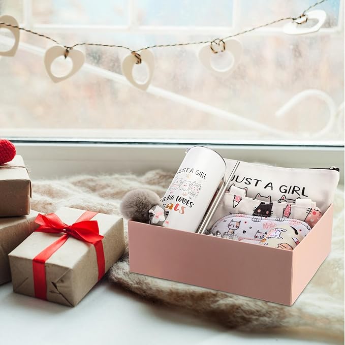 Wonderjune 14 Set Cat Lover Gift Basket, Cat Mom Gifts for Women Birthday Mother's Day Presents for Her Friends Mom Sister Wife Coworkers Daughter Aunt