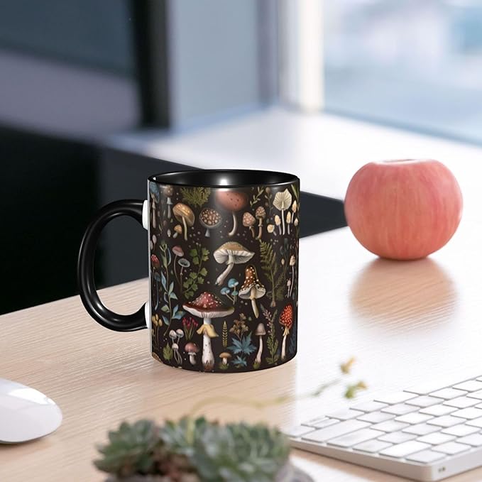 Mushroom Coffee Mug 11OZ Funny Ceramic Tea Cup Kitchen Decor Novelty Presents for Home Office Travel