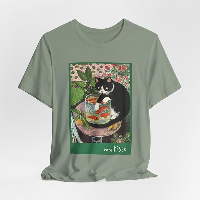 Vintage Cat Painting T Shirt, Matisse Inspired Cat Tee, Retro Art Aesthetic Shirt, Funny Cat Lover Gift
