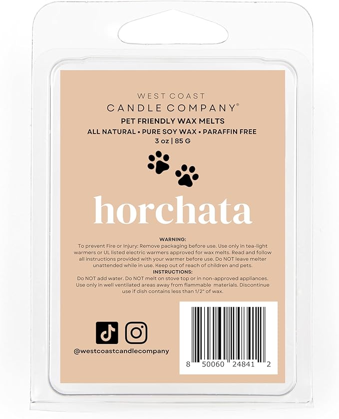 Horchata | Pet Safe Wax Melts | All Natural Soy | Non-Toxic | Dog Friendly | Vet Approved | Long Lasting Home Fragrance | Pet Odor Eliminator | Clean Burning Wax Cubes | Safe Air Freshener