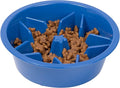 Leash Boss Slow Feeder Dog Bowls (1.5 Cup) Puzzle Dog Food Bowl with Feeder Holes, Fits into Elevated Pet Feeders, Slow Eating for Large, Medium & Small Sized Breeds - Blue