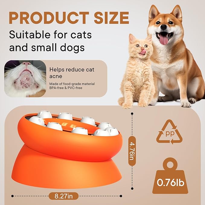 Cat Puzzle Feeder Slow Food Bowl–Interactive Slow Feeder Toys for Indoor Cats, Treat Dispensing Toy to Control Eating, Prevent Overeating & Enrichment Feeding