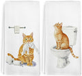 Funny Orange Tabby Cat Hand Towels for Bathroom Washroom Kitchen Decor, Orange Tabby Cat Gifts for Women Men, Cute Cats Decorative Hand Towels Set of 2, Cats Themed Dish Tea Towels, 16x24 in