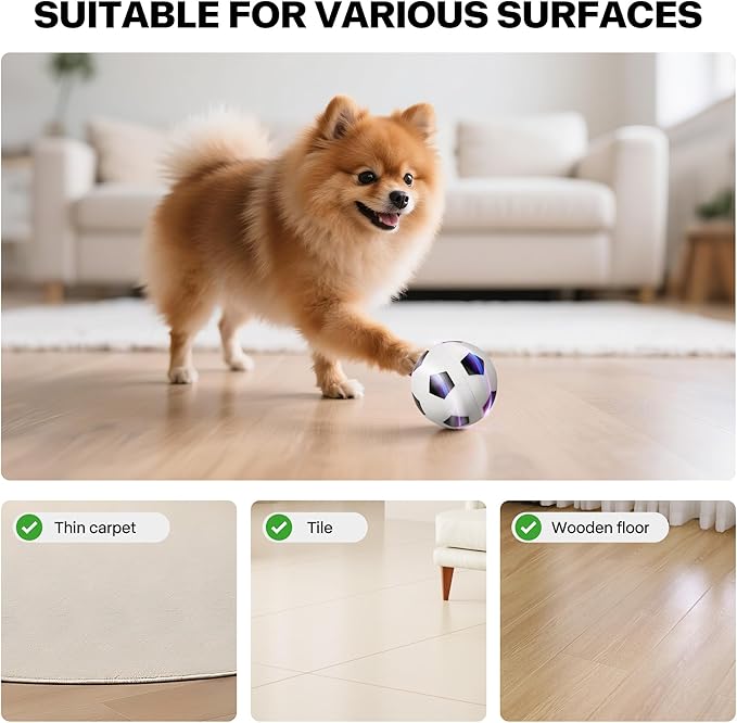 Pet Prime Interactive Dog Ball Toy Automatic Active Rolling Ball for Dogs Motion Activated with LED Light Rechargeable Self Moving Toy for Small Medium Large Dogs to Play