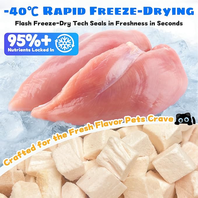 Freeze-Dried Chicken Breast Treats for Dogs & Cats |3.52 oz Premium Single-Ingredient Nutrition, All Natural, High Protein | Ideal Training Treats & Food Topper