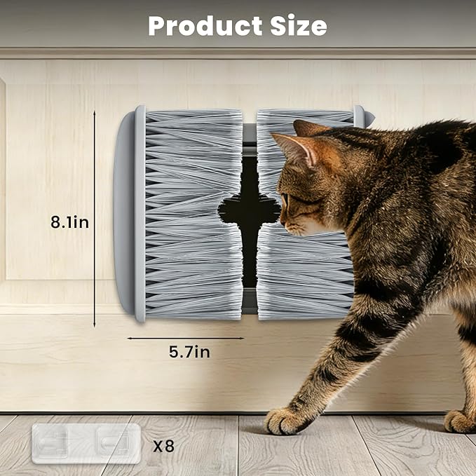 Cat Litter Mat Broom for Litter and Cat Hair Remove, Self-Cleaning Fur Catcher, Easy to Clean Litter Box Accessories for Cat Doors and Indoor Doorways