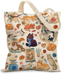 Aesthetic Canvas Tote Bag for Women - with Magnetic Snap Closure & Zipper Inner Pocket Reusable Bag for Shopping