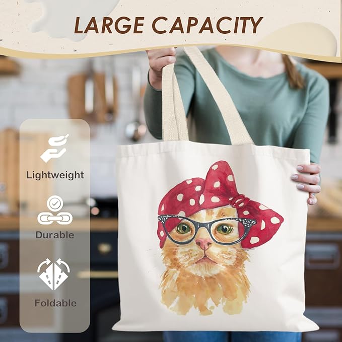 Canvas Tote Bag Aesthetic,Zoon Cow Dog Cat Tote Bag,Gifts for Women Canvas Tote Bags