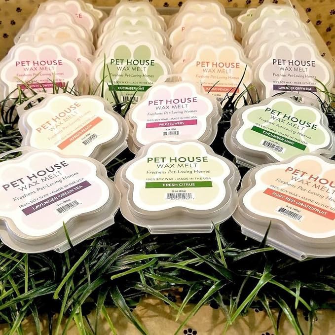 One Fur All Pet House Spring and Summer Wax Melts for Pet Odor, Natural, Plant Based Soy Wax Melts, Long Lasting Fragrance for Fresh Smelling Homes, Ruby Red Grapefruit