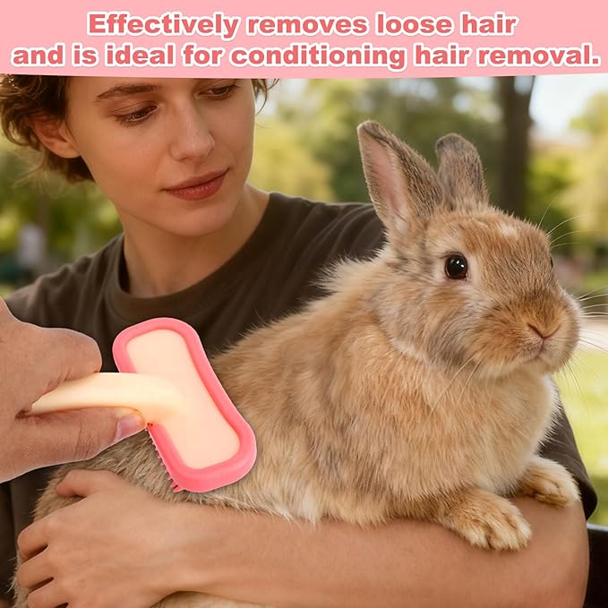 2pcs Rabbits Bunny Brush, 13.5x9cm/5.31x3.54 Inch Durable Soft Silicone Rabbit Grooming Bunny Brush Practical Small Animal Massage Comb Suitable for Small Pets