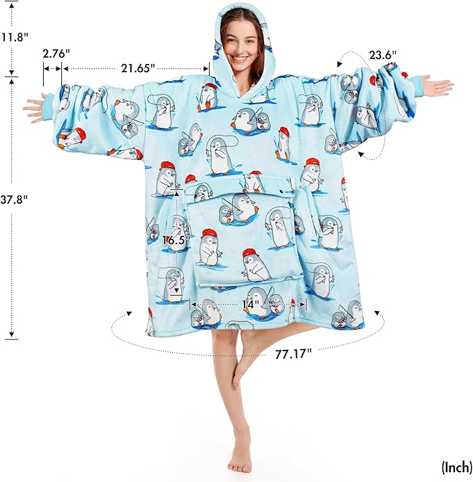 Narecte Cozy Oversized Blanket Hoodie Wearable Blanket Adults Soft Hooded Blanket Hoodie Birthday Gifts for Women Christmas