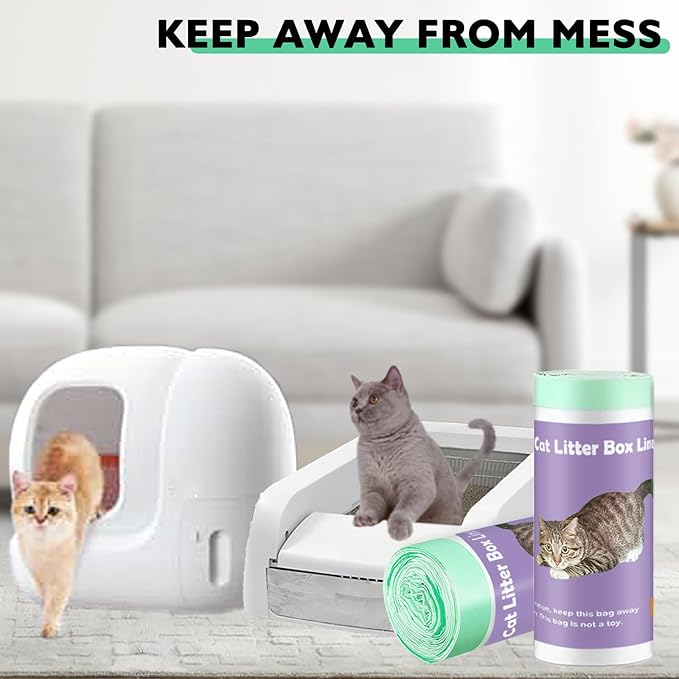 100 Pack Cat Litter Box Liner Bags Compatible with Pet Clumping & for Smartspin Self-cleaning Litter Box, Thick Heavy Duty Drawstring Waste Drawer Liners Compatible with PURA X/MAX -23" x 12"