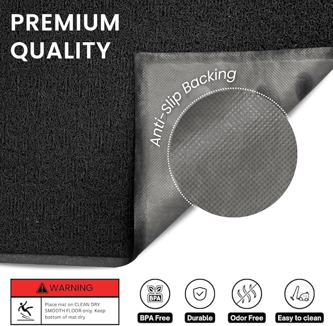 Andalus Large Cat Litter Mat, Pack of 2 - Waterproof, Non-Slip & Easy to Clean Cat Litter Box Mat for Extra Efficient Pet Litter-Trapping, Black (30” X 18”)