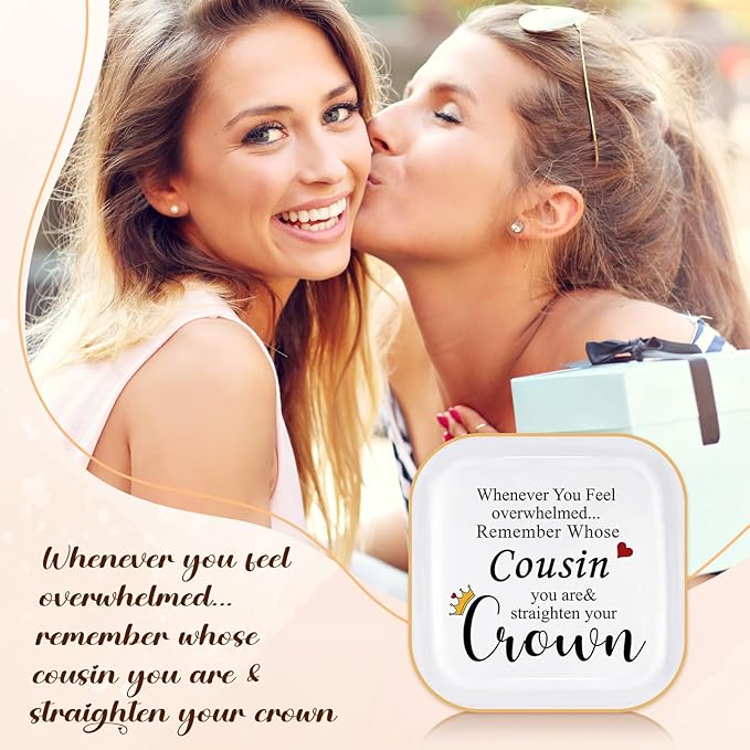 Cousin Gifts for Women Jewelry Dish Trinket Tray – Remember Whose Cousin You Are Straighten Your Crown – Cousins Birthday Gifts for Cousin Valentines Gift Mothers Day Graduation Christmas