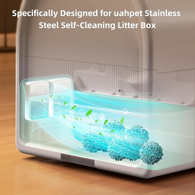 uahpet Cat Litter Deodorizer for Stainless Steel Self-Cleaning Cat Litter Box, Automatic Cat Litter Box Odor Control, 4 Pack