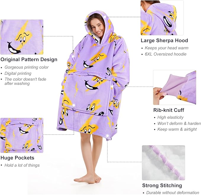 Narecte Cozy Oversized Blanket Hoodie Wearable Blanket Adults Soft Hooded Blanket Hoodie Birthday Gifts for Women Christmas
