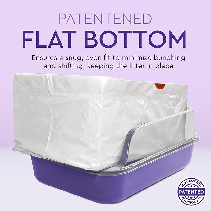 Alfapet Extra Large cat Litter Box Liners-6 Boxes- Heavy Duty 2 mil Thick Plastic, Clever Drawstring Liner for Easy Disposal- Flat Bottom for Easy, Secure Placement in Kitty Pan-Disposable