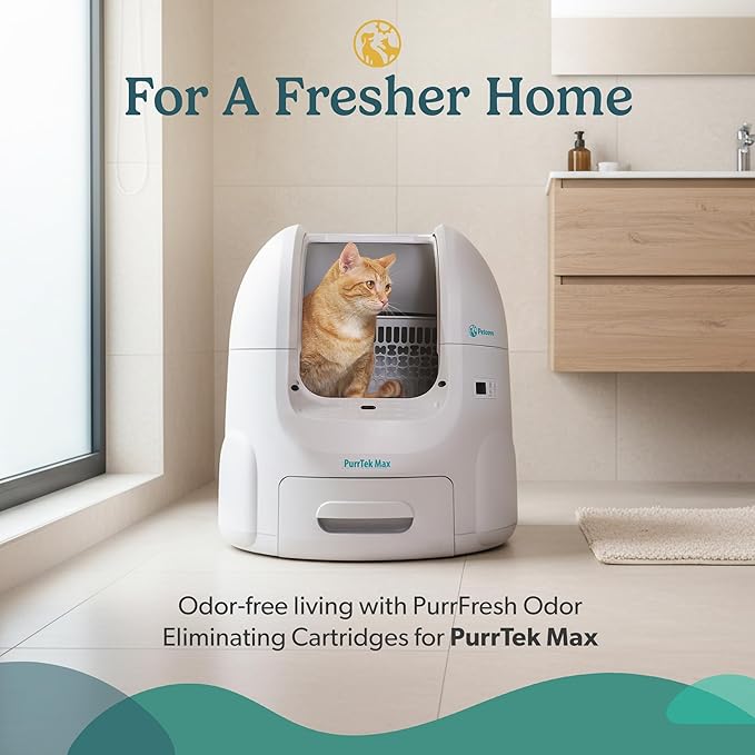 PetCove PurrTek Max Cat Litter Box Filters Replacements | Activated Charcoal Odor Absorber & Deodorizer Pods | Litter Box Filter Scent Eliminator | Precision Fit Filters for Hooded Boxes Long-Lasting