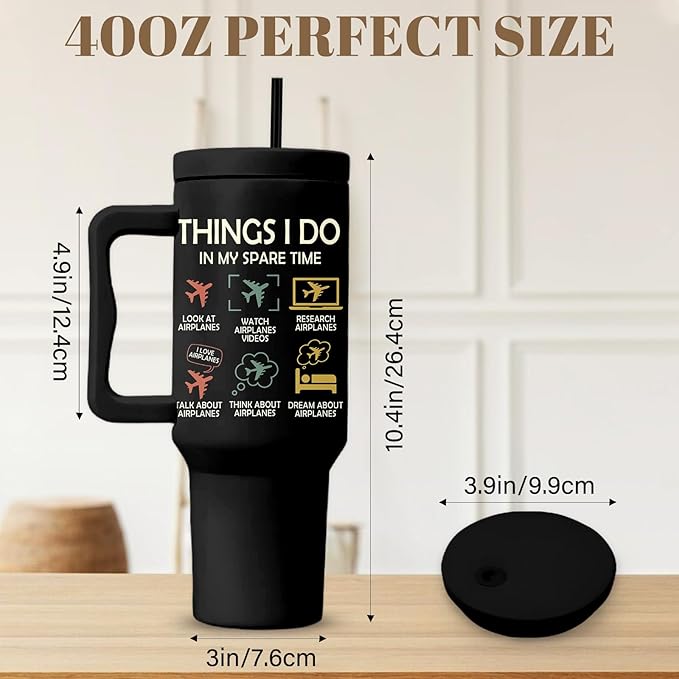 Pilot Gifts For Men, Pilot Tumbler With Handle 40 Oz, Birthday Christmas Retirement Gifts For Pilots Men Husband, Airplane Gift For Aviation Lovers, Travel Coffee Tumbler