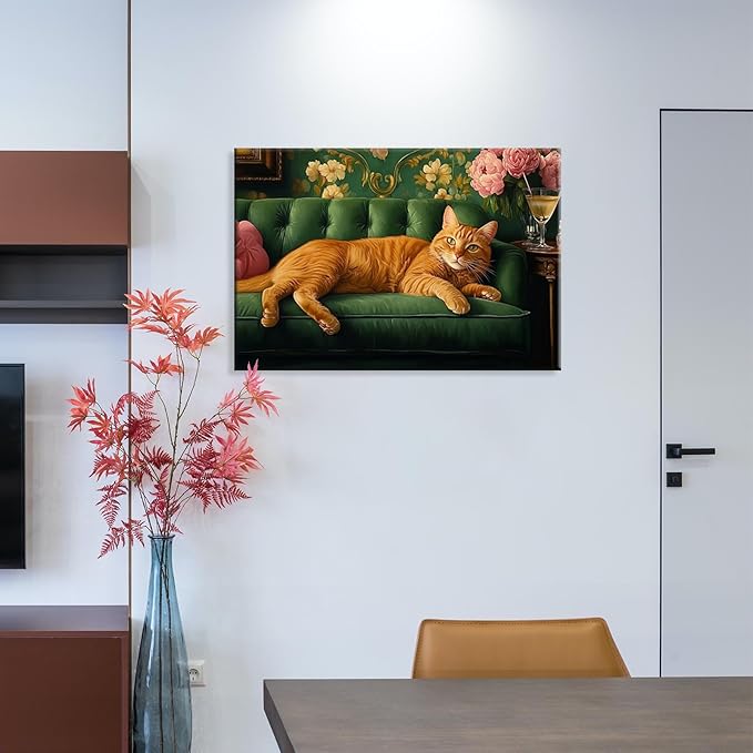 Cute Orange Cat Wrapped Framed Print Poster Pet Art Funny Orange Cat Lover Gift Wall Art Room Decor Aesthetics Ready To Hang 16X24 inch