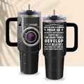 Photographer Gifts for Women Men Tumbler with Handle Straws 40oz Photography Lovers Camera Lens Coffee Cup Mugs, Cool Photographers Birthday Christmas Gift