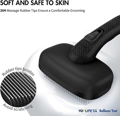 3PC Dog Brush Kit - Self-Cleaning Slicker Brush with Bath Brush & Undercoat Rake | Deshedding Tools for Large - Small Dogs & Cats, Professional Pet Grooming Set for Heavy Shedding, Black