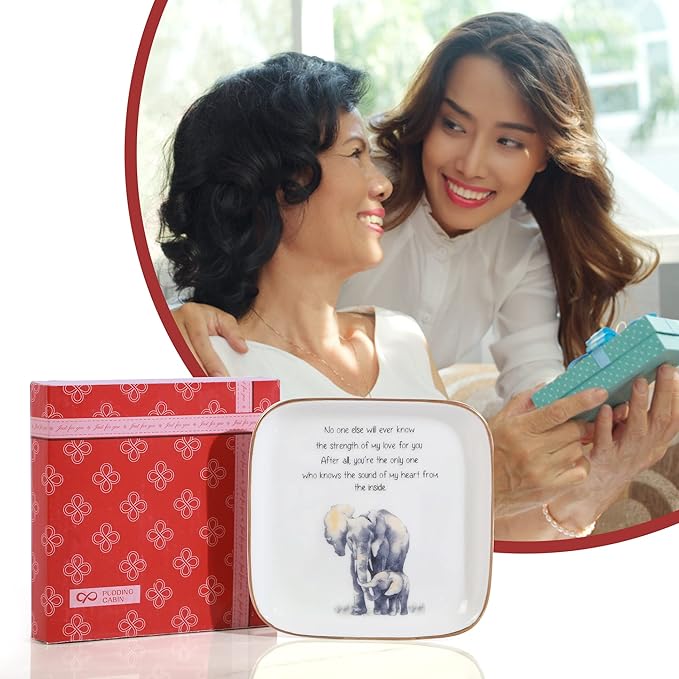 PUDDING CABIN Mothers Day Gifts for Mom Elephant Ring Dish “No One Else Will Ever Know The Strength Of My Love For You Mom Birthday Gifts
