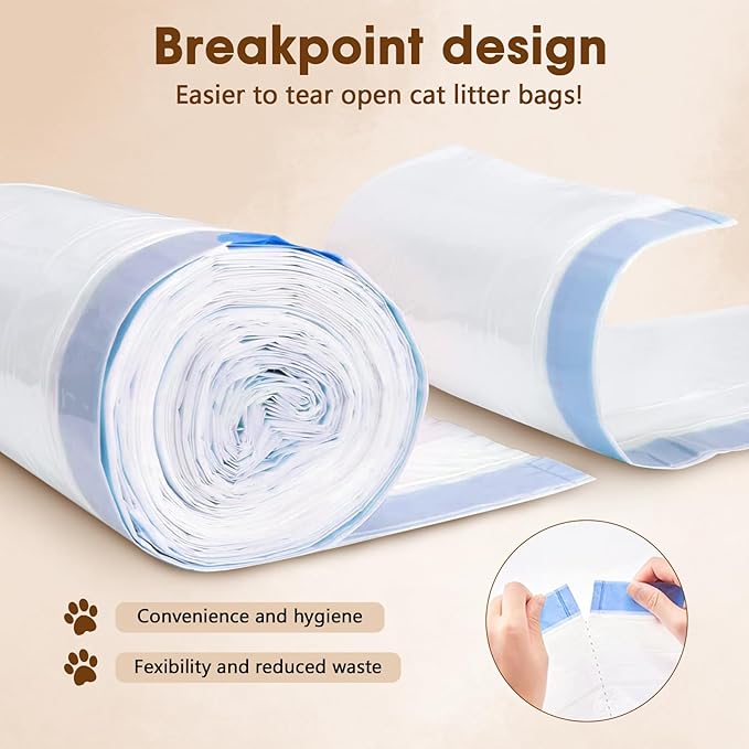 40 Count Extra Large Litter Box Liners, Cat Litter Waste Receptacles Bags for Fumoi and Fsitego Self-Cleaning Cat Litter Box