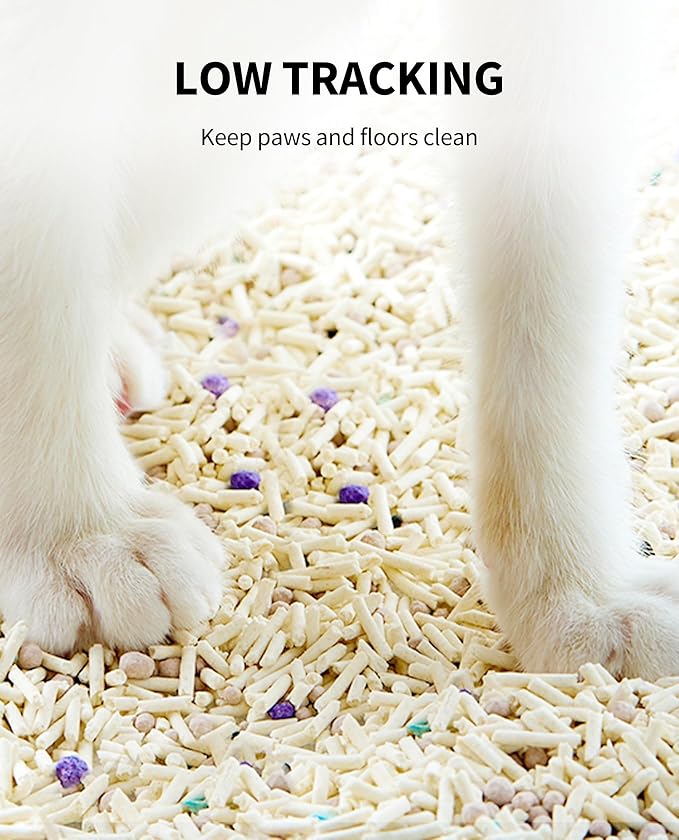 PETKIT Upgraded Clump+ Tofu Mixed Cat Litter, Water Flushable,Ultra Absorbent and Fast Drying, 100% Natural Ingredients Clumping Litter, Dust-Free Low Tracking Bentonite Litter (5.29lb×3bags)
