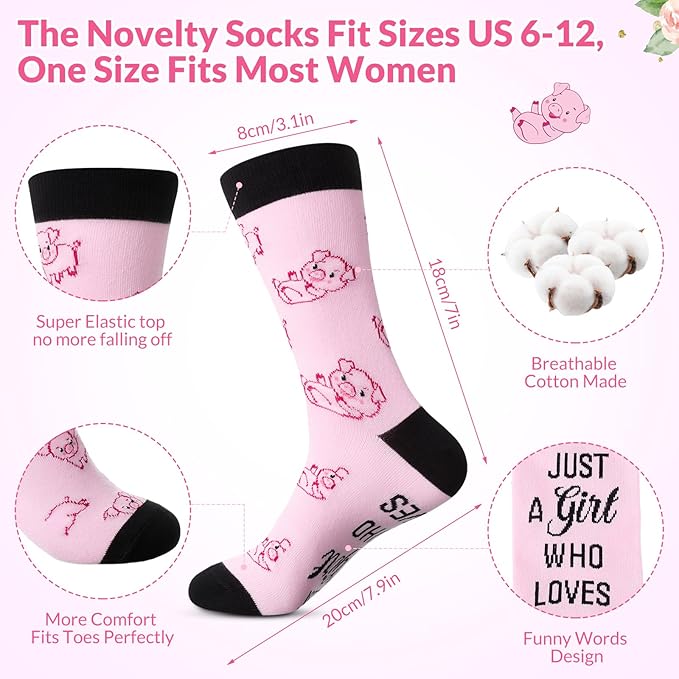 Funnymoom 2 Pack Cute Pig Gifts Set Skinny Tumbler 20 oz Travel Coffee Mug Novelty Cute Animals Socks, Christmas Birthday Party Gifts for Little Pig Themed