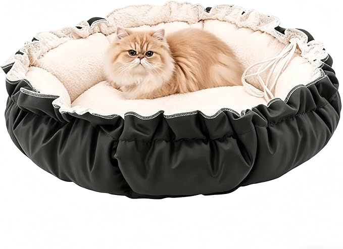 Cat Beds for Indoor Cats,Washable Round Pet Bed for Puppy and Kitty,Super Soft Durable Fabric Pet Beds, Washable Luxury Cat & Dog Bed 20.8inch
