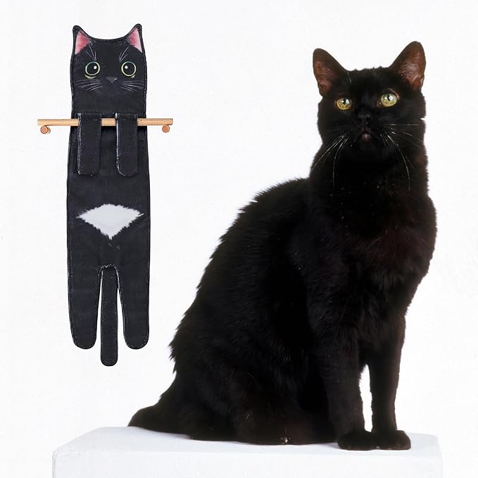 Funny Hand Towels for Bathroom Kitchen Decor - Cute Cat Hanging Hand Towel Kitchen Gadgets - Unique Housewarming Birthday Christmas Cat Lover Gift Ideas for Women Mom Lady Adults
