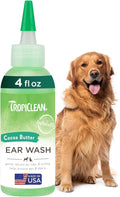TropiClean Dog Ear Wash, Vet Recommended Ear Cleaning Solution for Itch Relief, Odor Eliminating, Non Stinging Alcohol-Free, Cat Safe, USA Made, 4oz