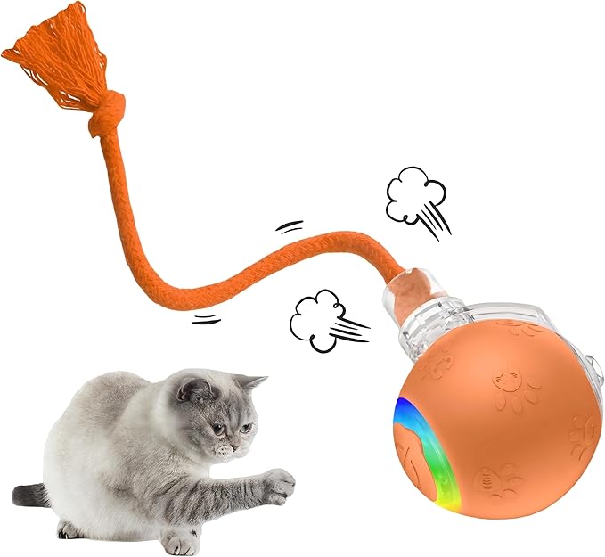 2026 Newly Upgraded Version 3.0 Cat Toys, Cool Intelligent Interactive Cat Ball for Indoor Bored Cats, Automatic Rolling Ball 3.0 Puzzle Toy, Electronic Rolling Pet Chase (Orange-1 pcs)