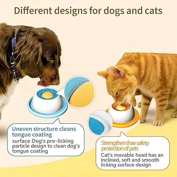 Upgraded Dog Lick Bowl, Dog Cat Enrichment Toys, Interactive Slow Feeder & Anxiety Relief Treat Dispenser with Non-Slip Base for Puppy Kitten Mental Stimulation. (Blue-1PCS)