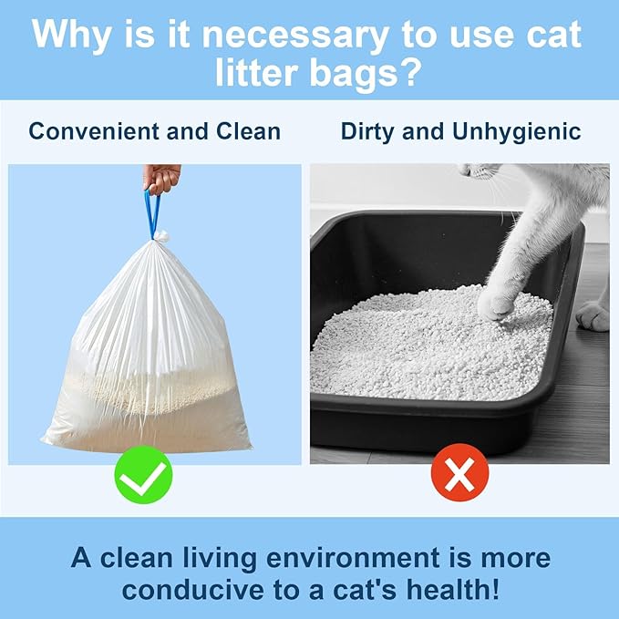 17.7"Opening x 18"L Cat Litter Bags For Automatic Cat Litter Box, Liner Replacement Self-Cleaning Litters Box Bags, 2 Rolls Drawstring Trash Waste Bag For Kitty Liners, Extra Thick（40 Count)