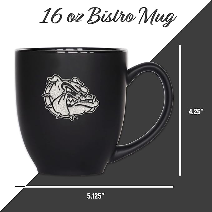 Rico Industries NCAA (D/E/F & G) Standard 15oz Laser Engraved Matte Black Ceramic Bistro Mug - For Hot or Cold Drinks