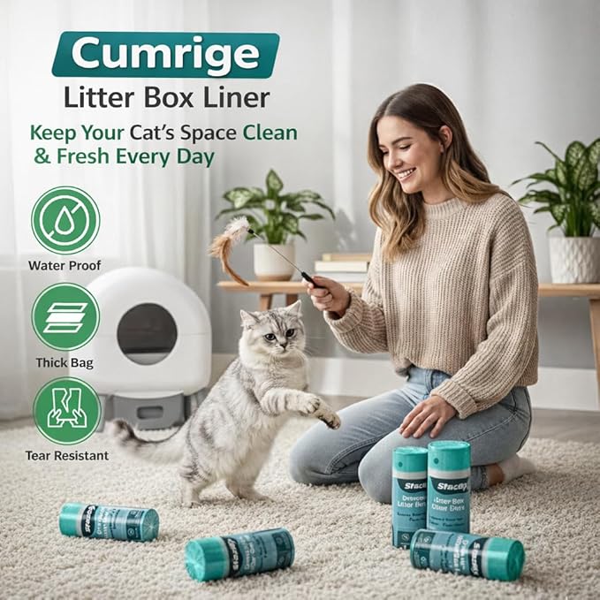 Cat Litter Liners Compatible with Cumrige Litter Box (M2) – 60 Count, Extra Thick, Heavy Duty