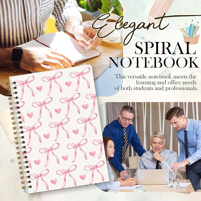 Bible Journal Spiral Notebook, Coquette Pink Bow Bible Study Supplies, Christian Gifts for Women Girls, 5.5x8.3 Inch - A13