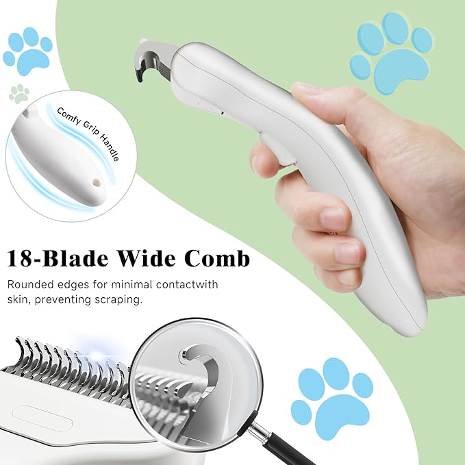 Pet Steam Brush for Dog & Cat – 3-in-1 Spray Hair Removal Comb for Shedding & Grooming, Softens Fur & Reduces Static – Water Brush for Long & Short Coats, Bath-Hating Pets, Includes Waterless Shampoo