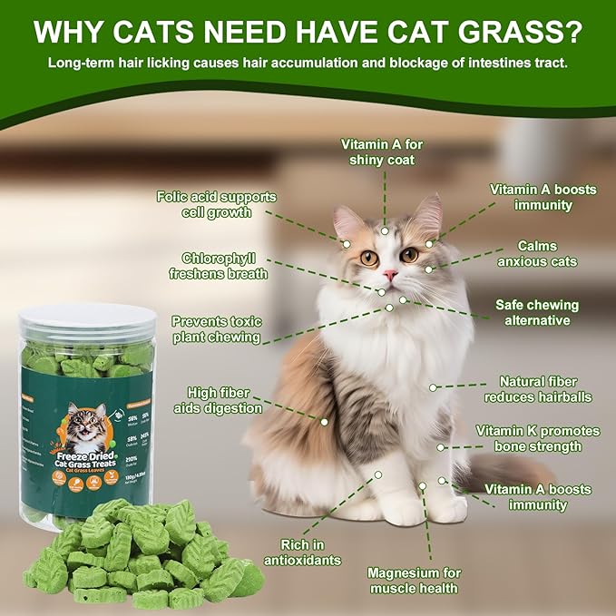 130g/4.59oz Cat Grass Treats, Cat Grass Teething Stick, Natural Hairball Treatment for Cats, Edible Cats Chew Sticks Toy Cat Treats Snack for Teething Cleaning Hairball Removal